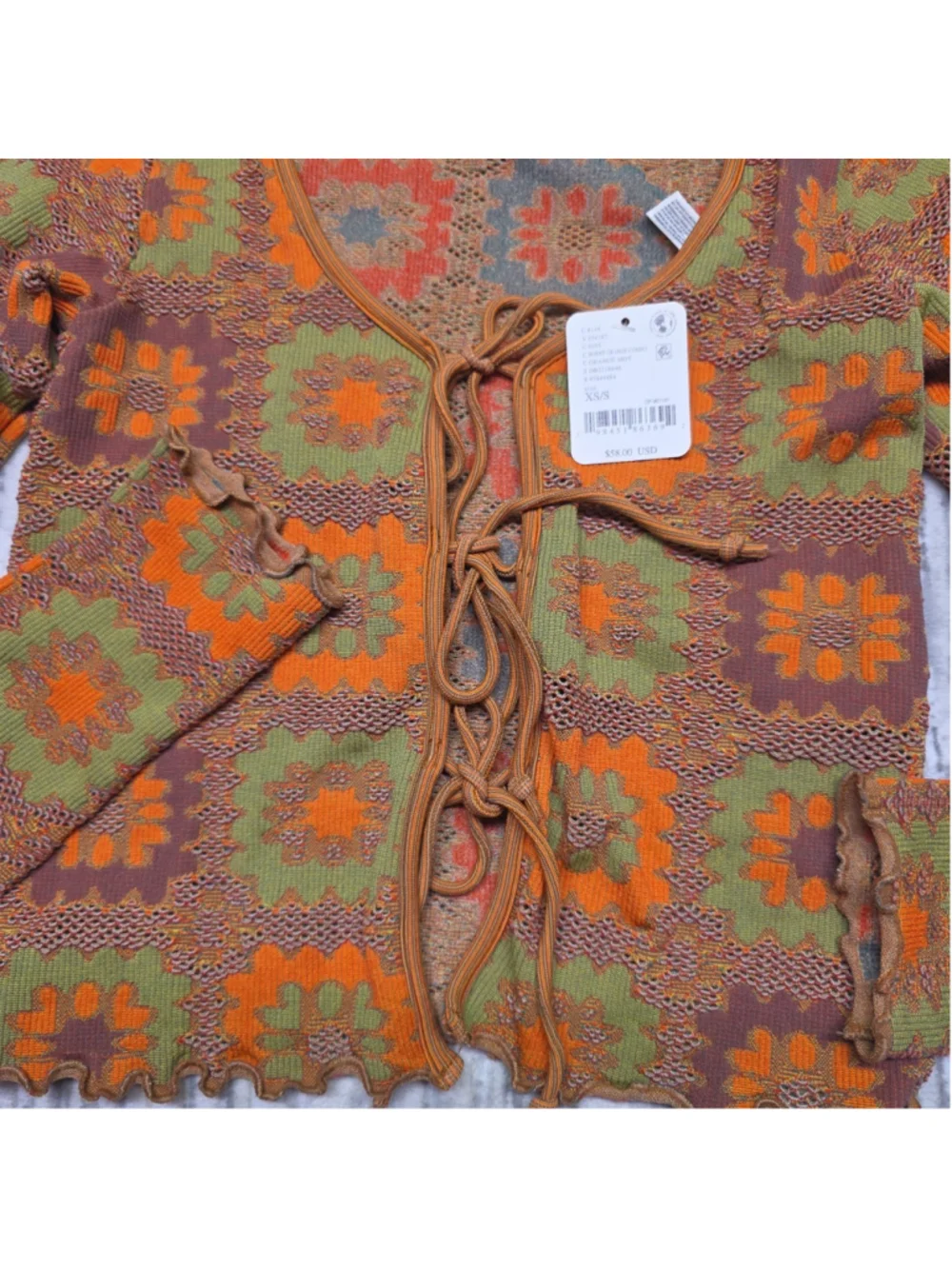 Free People Intimately Women's Orange Free For All Cardi Sz XS New